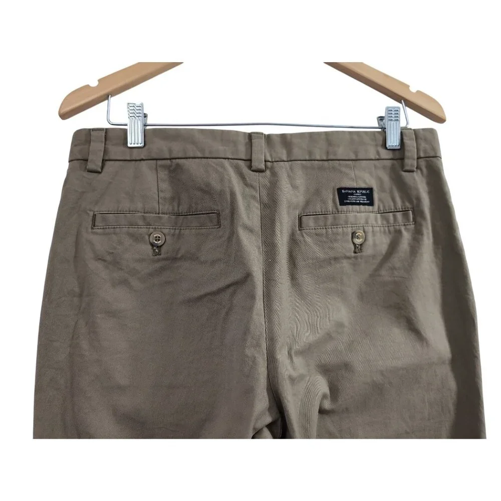 Banana Republic Aiden Chino‎ Pants Mens 31x32 Khaki Slim Fit Flat Front Preppy